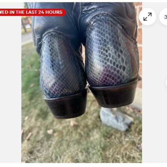 Men's Corral Exotic Python Cowboy Boots Snip Toe Blue Multi Color Sz 10 EE - Picture 5 of 11